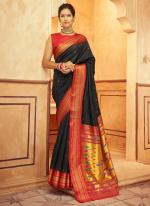 Paithani Silk Black Festival Wear Weaving Saree